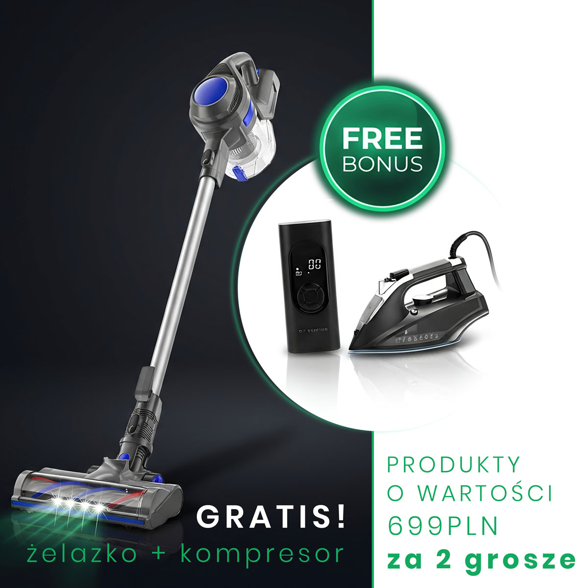 Bezprzewodowy, pionowy, ręczny odkurzacz Air Essence™ Bise MAX, 120AW, technologia cyklonowa - obrazek 2