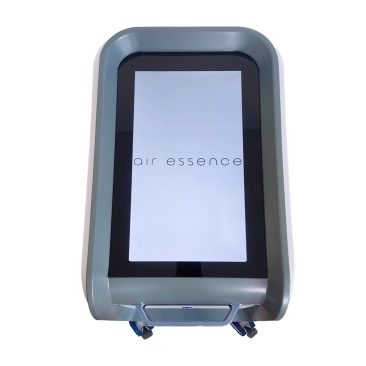 Widok z góry na Air Essence™ EMSlim PRO stymulator mięśni HIEMT z dużym ekranem dotykowym wyświetlającym logo air essence