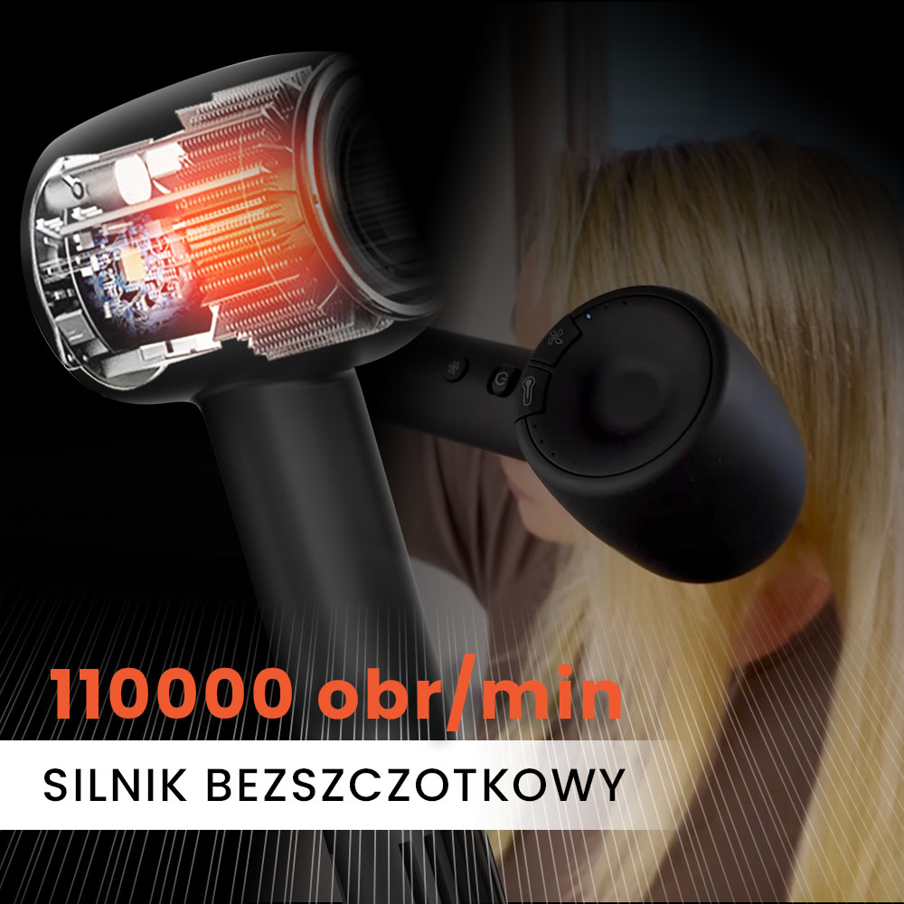 Inteligentna suszarka do włosów z jonizacją Air Essence™ MistralBlast iQ Ionic Black - obrazek 7