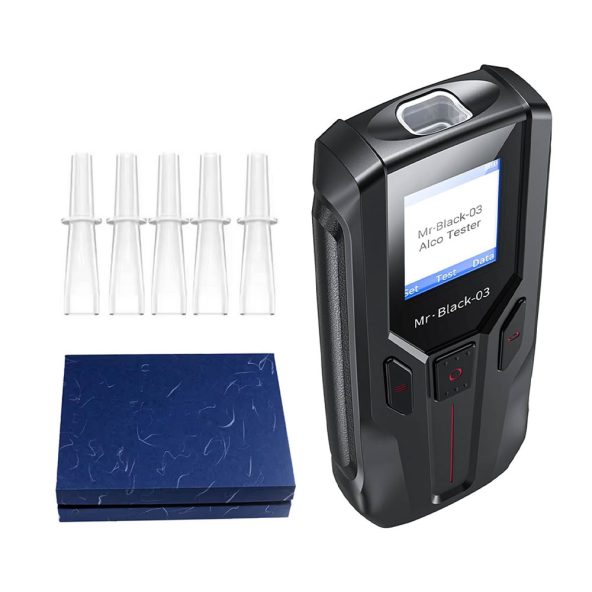 Cyfrowy alkomat Air Essence™ Mr Black-03, 2w1: ustnikowy i bezustnikowy, przenośny tester trzeźwości