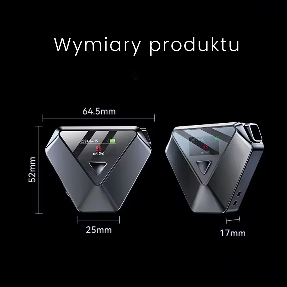 Cyfrowy alkomat Air Essence™ Mr. Black 02, bezustnikowy, przenośny tester trzeźwości - obrazek 8