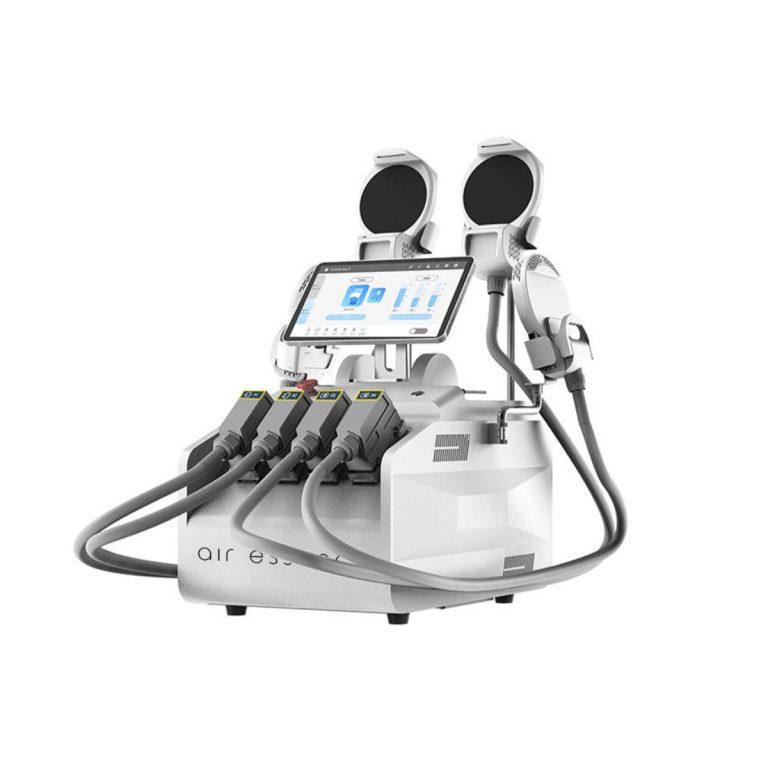 Air Essence™ HIBODY PRO 2+ urządzenie do modelowania i wyszczuplania ciała ze stymulatorem mięśni HIEMT, kompaktowa jednostka z ekranem dotykowym oraz czterema aplikatorami do body sculpting i intensywnej stymulacji mięśni.