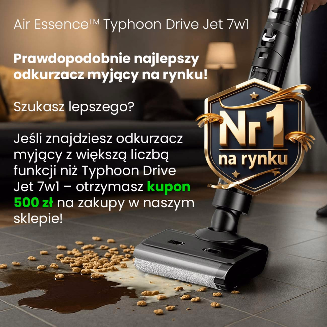 Stojący Odkurzacz Myjący, Bezprzewodowy 7w1, Air Essence™ Typhoon (Tajfun) Drive Jet - obrazek 2