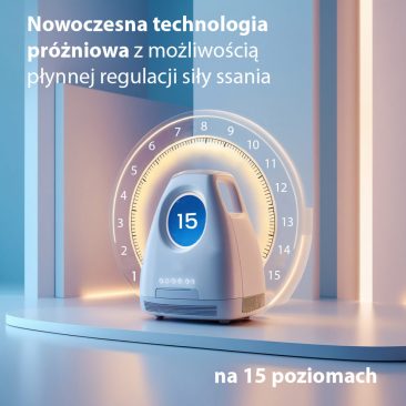 Air Essence™ Cryo XCool Plus - nowoczesne urządzenie do kriolipolizy z cyfrowym wyświetlaczem (15) i podświetlaną skalą 1-15. Polska technologia pozwala regulować moc ssania dla skutecznego wyszczuplania sylwetki.