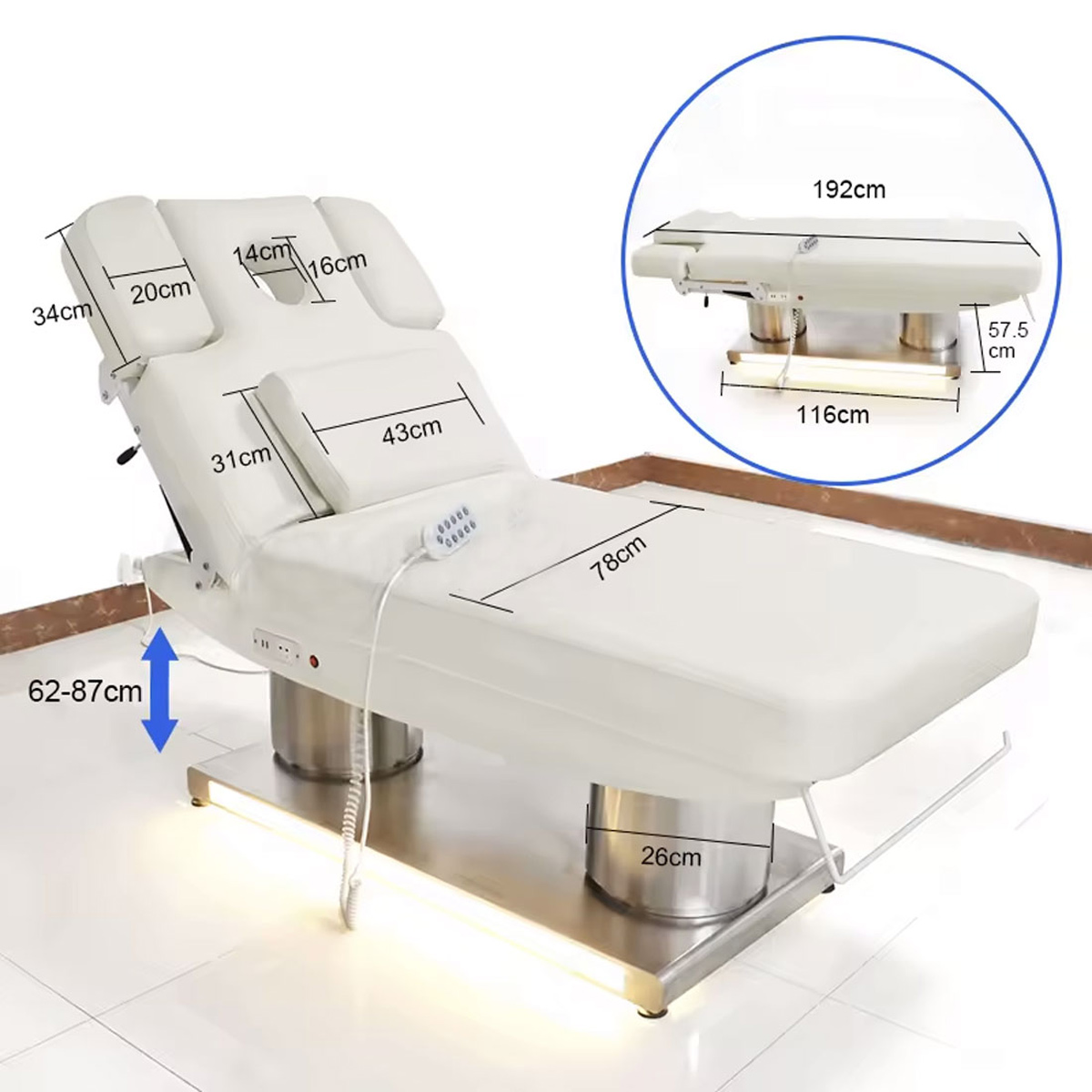 Elektryczne łóżko kosmetyczne Air Essence™ MT22-01, stół do masażu z funkcją podgrzewania - obrazek 4