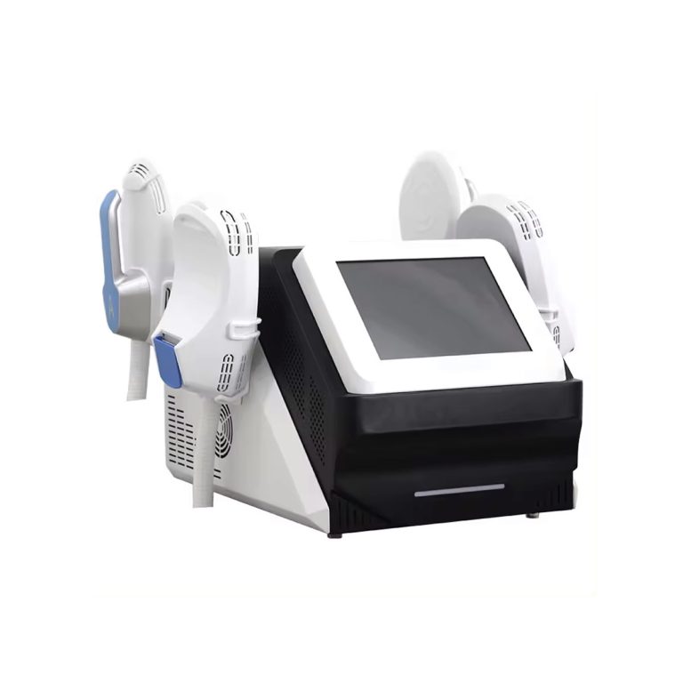 Air Essence™ WindSculpt S4 przenośny stymulator mięśni HIEMT z technologią RF do modelowania sylwetki, kompaktowe urządzenie z ekranem dotykowym i czterema aplikatorami zabiegowymi.
