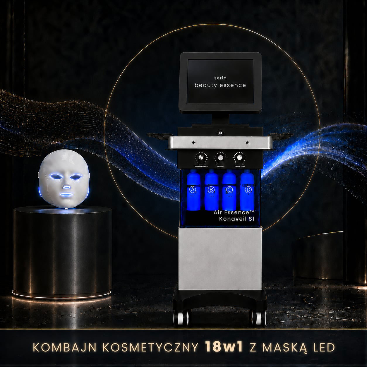 Air Essence™ Konaveil S1 Hydra Facial Therapy 18w1 urządzenie do hydradermabrazji i mikrodermabrazji, kombajn kosmetyczny - obrazek 3