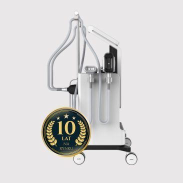 Air Essence™ MixCool PRO1 urządzenie 3w1 do modelowania sylwetki w widoku bocznym. System wyposażony w głowicę do fali uderzeniowej elektromagnetycznej skupionej, moduł kriolipolizy oraz aplikator RF z wałkiem do masażu. Profesjonalny sprzęt do redukcji tkanki tłuszczowej, poprawy jędrności skóry i terapii cellulitu w gabinecie kosmetologicznym.