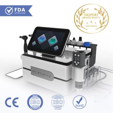 Air Essence Vortex V1 urządzenie do terapii falą uderzeniową elektromagnetyczną CET RET i EMS Tecar z ekranem dotykowym oraz certyfikatami FDA Approved, CE, ISO 9001, ISO 13485 i RoHS oraz wyróżnieniem Ekspert Branży Beauty