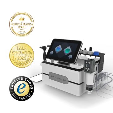 Air Essence Vortex V1 urządzenie do terapii falą uderzeniową elektromagnetyczną CET RET i EMS Tecar z ekranem dotykowym oraz wyróżnieniami Kobieca Marka Roku 2025, Laur Konsumenta 2026 i certyfikatem Trusted Shops Guarantee