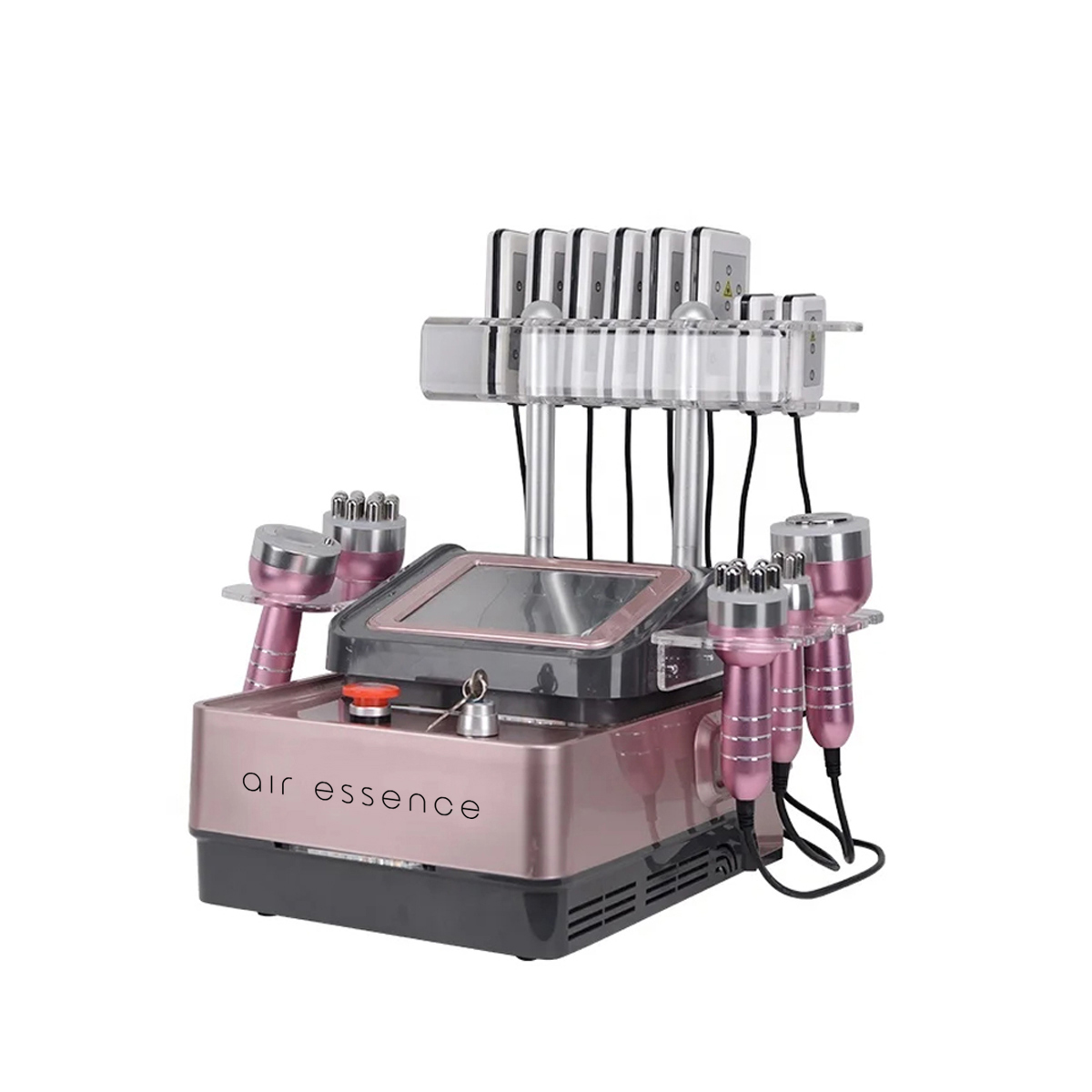 Różowe, wielofunkcyjne urządzenie do kawitacji, fale rf, windscrub s3, zdjęcie produktowe na białym tle