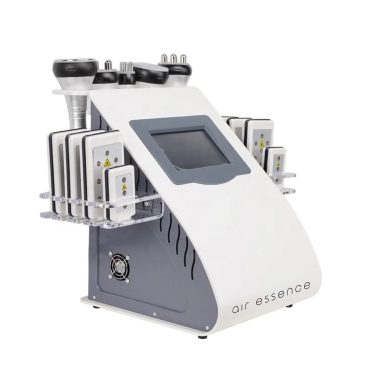 Kombajn kosmetyczny Air Essence™ WindScrub S1, biało-szare wielofunkcyjne urządzenie estetyczne 6 w 1 z ekranem dotykowym, wieloma odłączanymi końcówkami i światłami laserowymi do zaawansowanych zabiegów kosmetycznych lub pielęgnacyjnych.