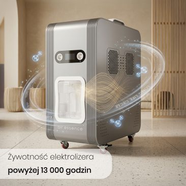 Inhalator wodoru Euria E6 wyposażony w wysokiej jakości elektrolizer o żywotności przekraczającej 13 000 godzin pracy