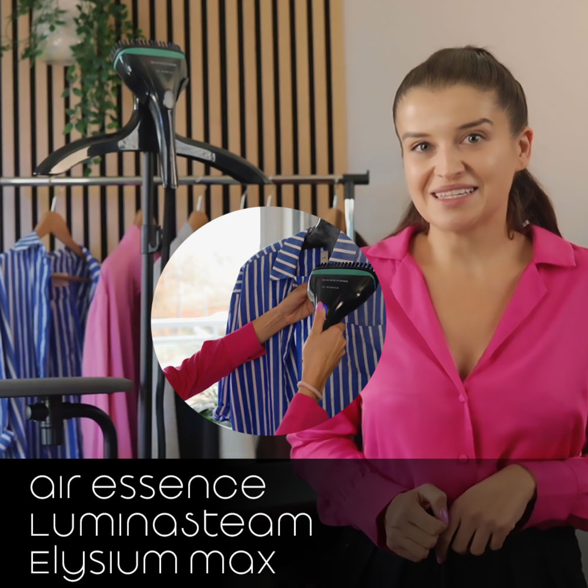 Air Essence™ LuminaSteam Elysium Max 150 g/min- system do prasowania 2w1, parownica do ubrań, uniwersalne żelazko parowe, czarny, ze zwrotu - obrazek 5