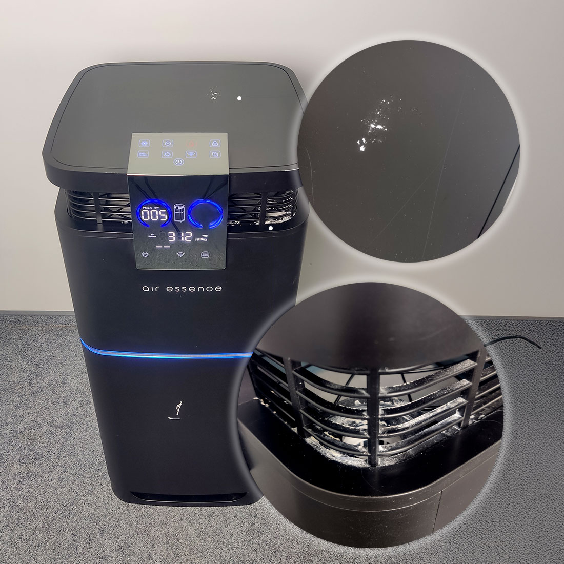 Oczyszczacz powietrza z nawilżaczem Air Essence™ Cyclone Black Max, 150-170m2, dotykowy 7 calowy wyświetlacz LCD, Sterylizator UVC - ze zwrotu - obrazek 3