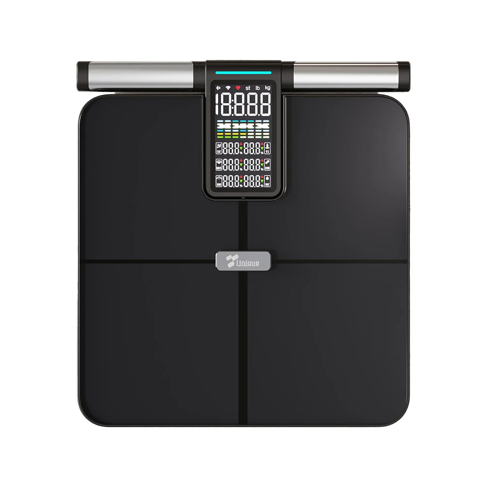 Air Essence™ AirMetrics M3 + wifi - inteligentna waga z wyświetlaczem VA i wysuwanymi uchwytami, analiza tkanki tłuszczowej - obrazek 4