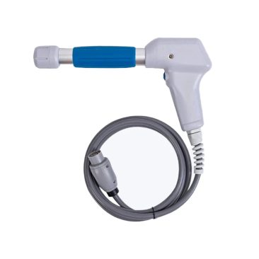 Air Essence™ Vortex V14 to ręczne urządzenie z niebieskim uchwytem i szaro-białym korpusem, połączone zwiniętym szarym kablem z wtyczką, pokazane na białym tle.