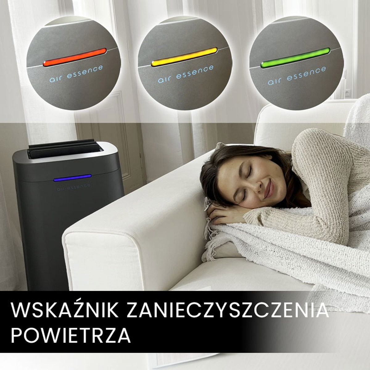 Grafenowy Oczyszczacz Powietrza Air Essence™ Eco Plasma LCD ESP Graphene, 60m2, sterylizator UVC, szary - obrazek 7