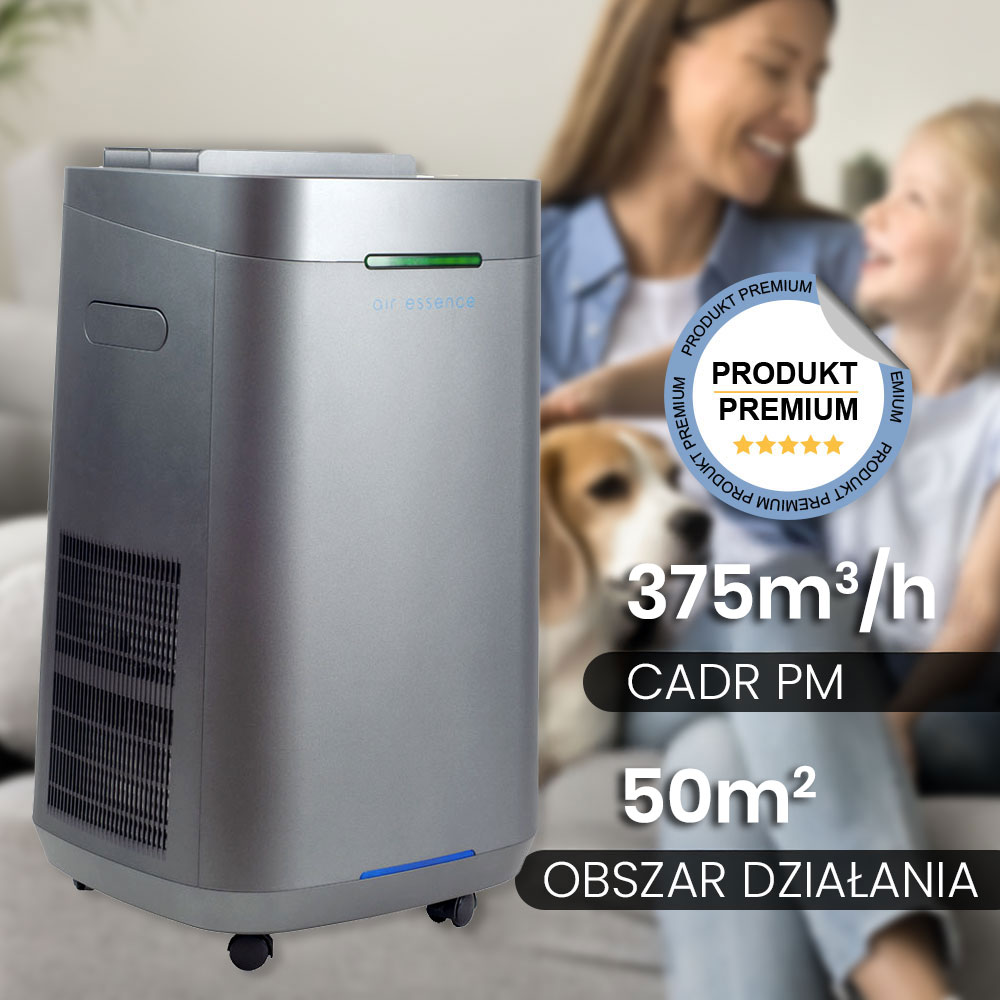 Grafenowy Oczyszczacz Powietrza Air Essence™ Eco Plasma ESP Light Graphene, 50m2, niezużywalny grafenowy filtr ESP, sterylizator UVC, szary - obrazek 5
