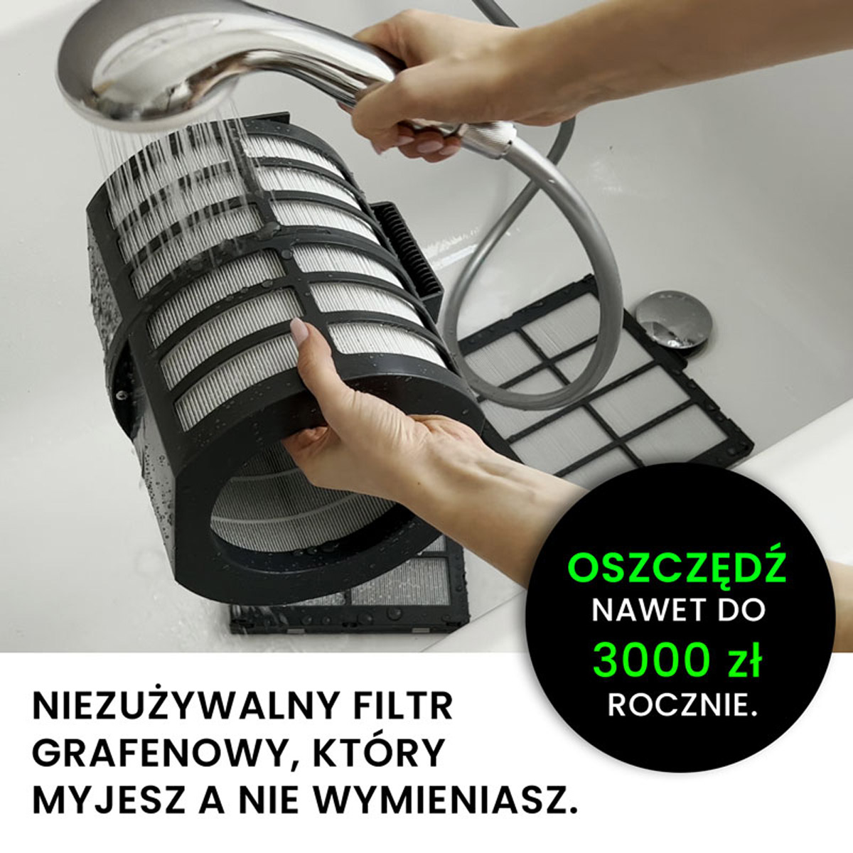 Grafenowy Oczyszczacz Powietrza Air Essence™ Eco Plasma LCD ESP Graphene, 60m2, sterylizator UVC, szary - obrazek 4