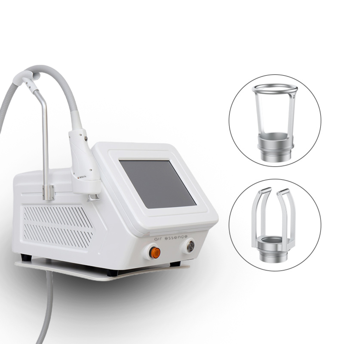 Laser tulowy Aeria Dermaluxe A3 zbliżenie na metalowe końcówki zabiegowe