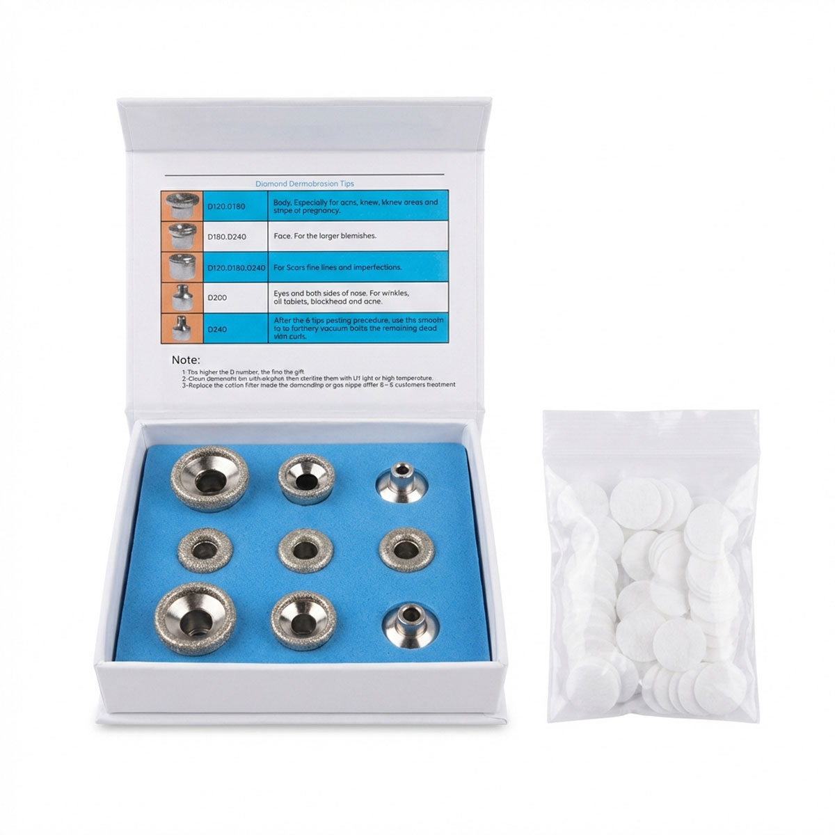 Zestaw końcówek do mikrodermabrazji diamentowej 9szt.