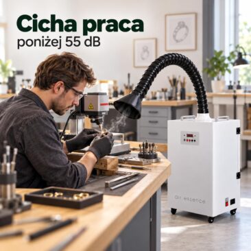 Odciąg Tornado T4 w pracowni jubilerskiej, poziom hałasu poniżej 55 dB